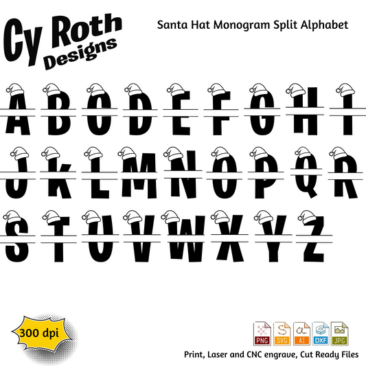 Christmas Split Monogram svg png jpg ai dxf file, for Silhouette, Cricut, Vinyl Plotters, Laser, CNC and Sublimation. Digital Download (Copy)