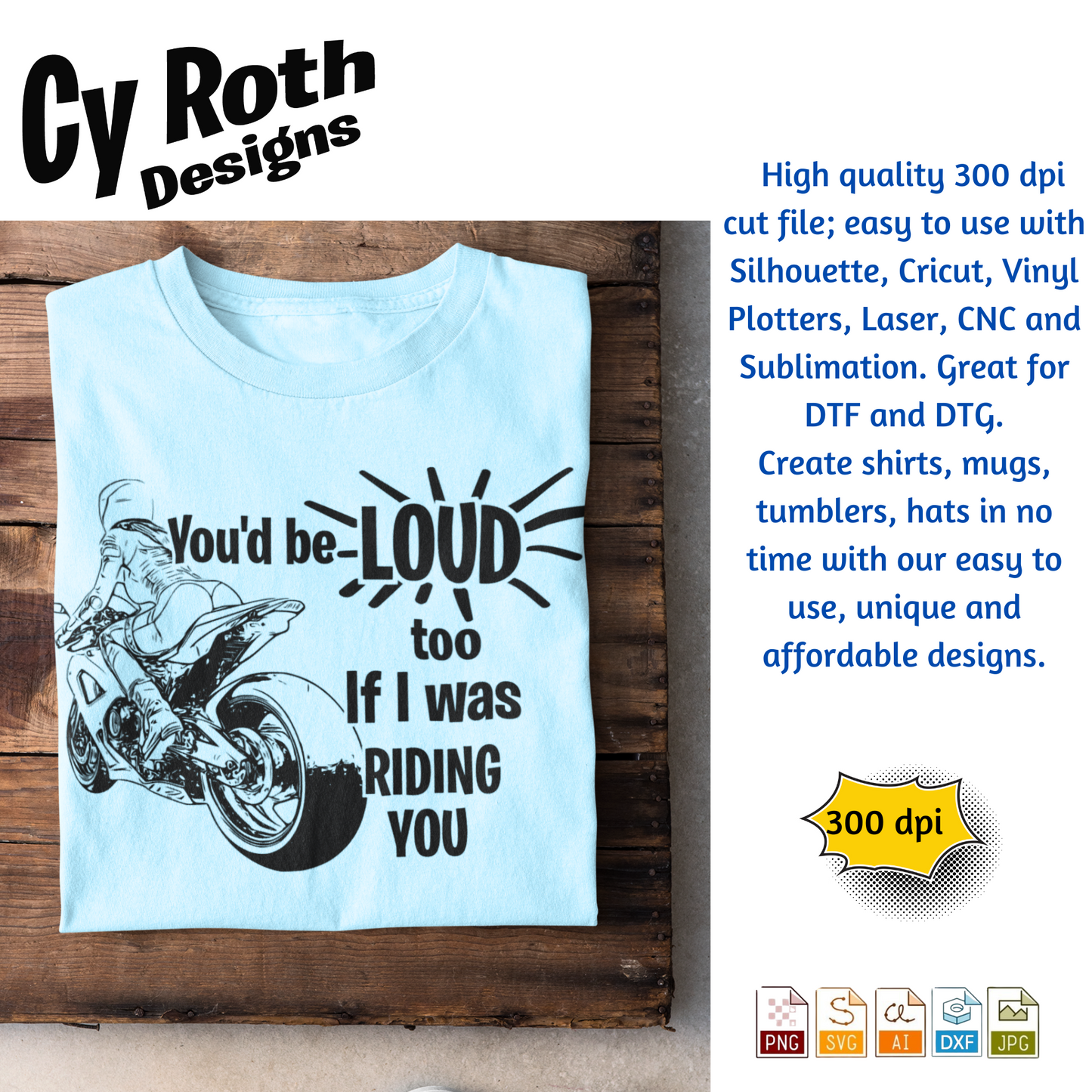 You'd Be Loud Too svg png jpg ai dxf file, for Silhouette, Cricut, Vinyl Plotters, Laser, CNC and Sublimation. Great for DTF and DTG.