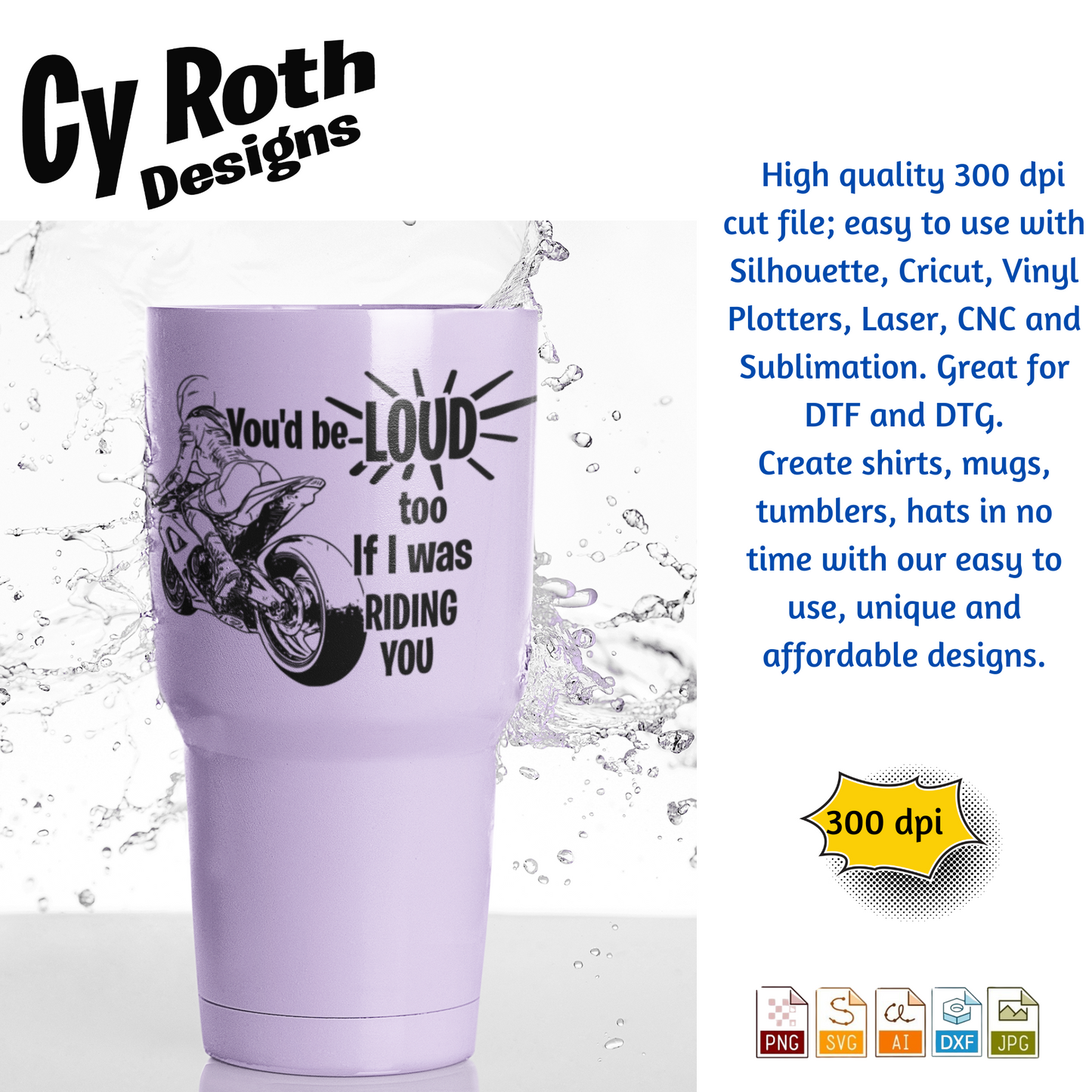You'd Be Loud Too svg png jpg ai dxf file, for Silhouette, Cricut, Vinyl Plotters, Laser, CNC and Sublimation. Great for DTF and DTG.