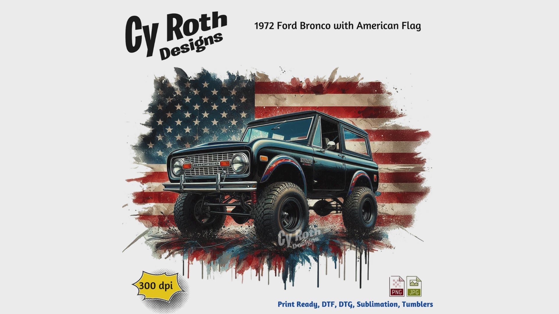 1972 Ford Bronco with American flag design by Cy Roth Designs