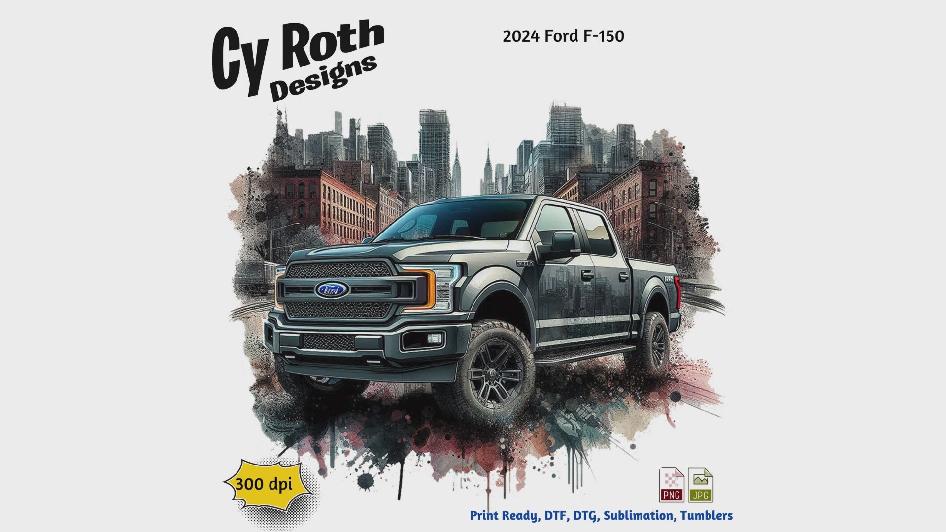 2024 Ford F-150 sublimation design for tumblers, T-Shirts, Wall Art (PNG, SVG Digital Download).