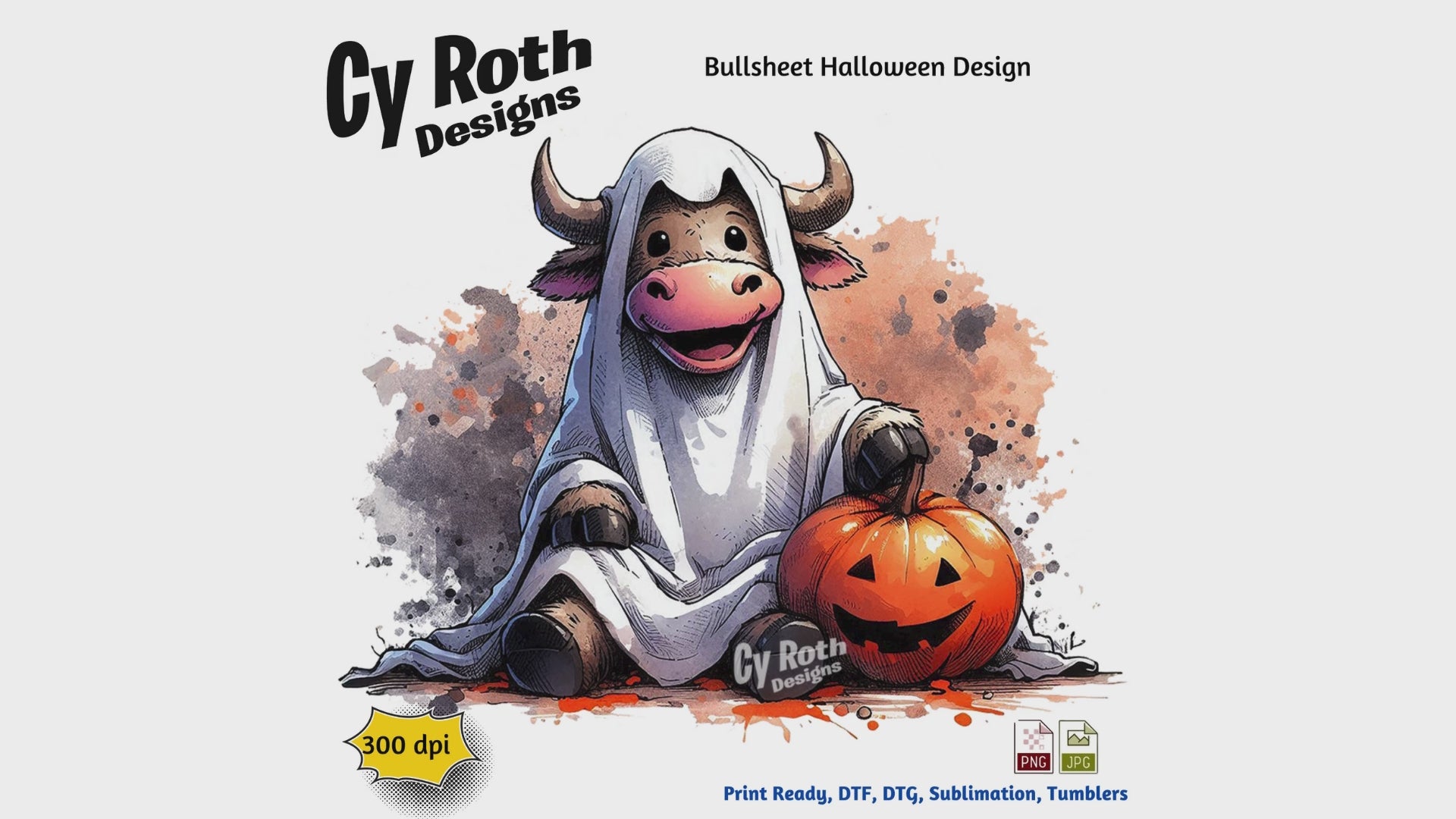 Bullsheet Halloween sublimation design for tumblers, T-Shirts, Wall Art (PNG, SVG Digital Download).