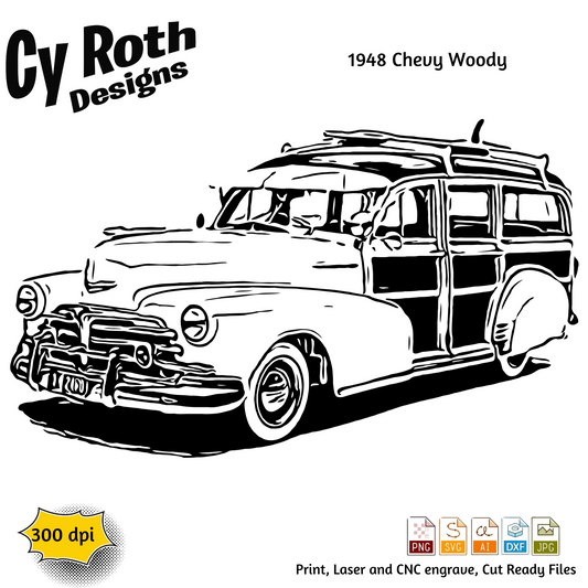 1948 Chevy Woody svg png jpg ai dxf file, for Silhouette, Cricut, Vinyl Plotters, Laser, CNC and Sublimation. Great for DTF and DTG.