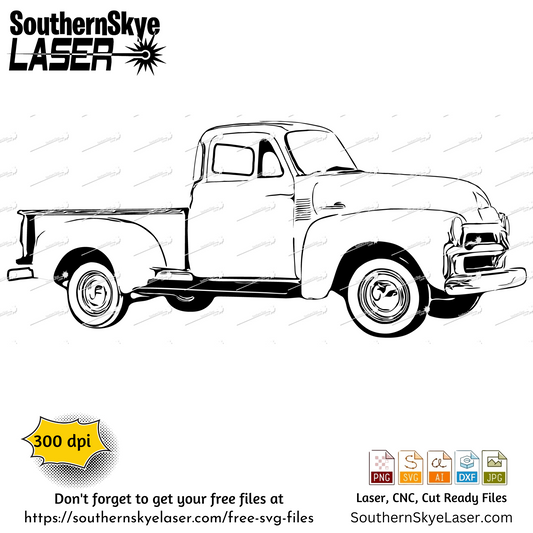 1954 Chevy Truck svg png jpg ai dxf file, for Silhouette, Cricut, Vinyl Plotters, Laser, CNC and Sublimation. Great for DTF and DTG.