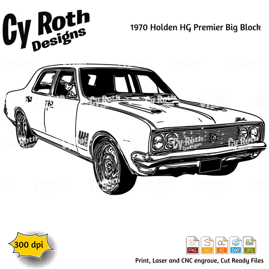 1970 Holden svg png jpg ai dxf file, for Silhouette, Cricut, Vinyl Plotters, Laser, CNC and Sublimation. Great for DTF and DTG.
