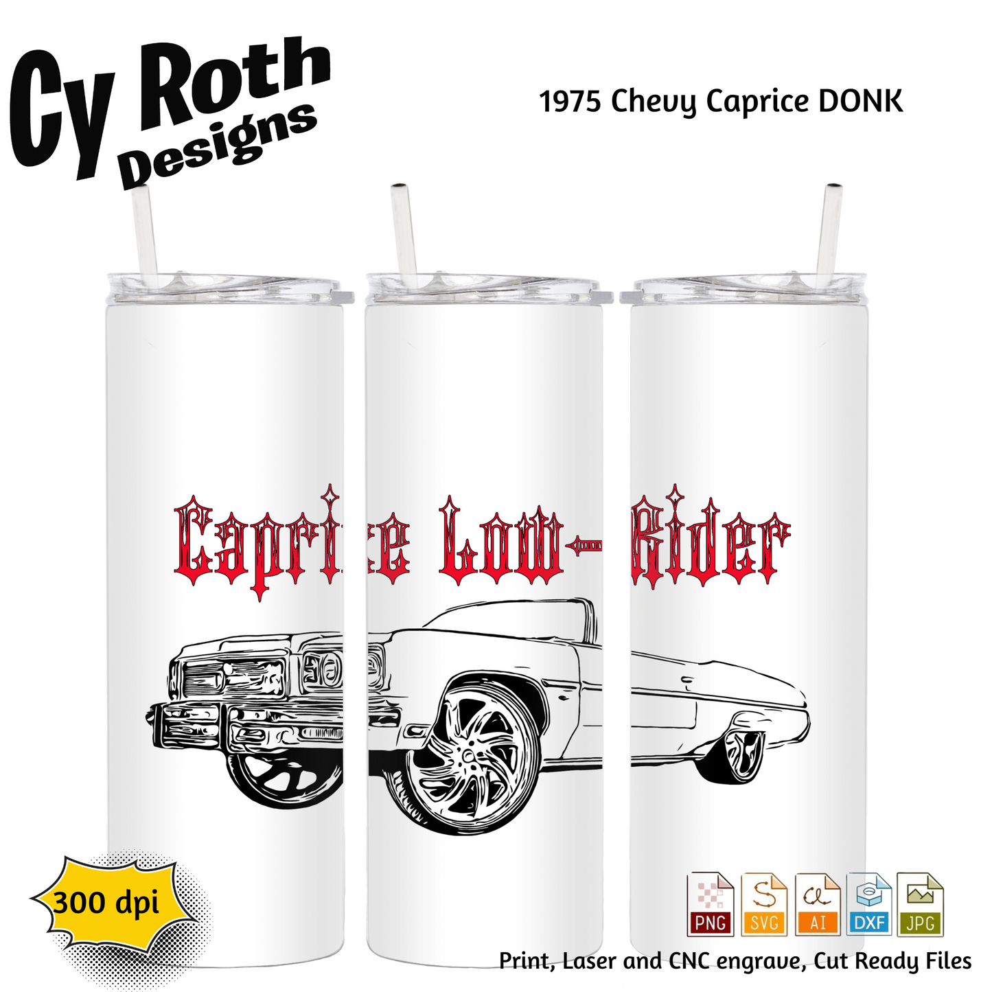 1975 Chevy Caprice DONK svg png jpg ai dxf file, for Silhouette, Cricut, Vinyl Plotters, Laser, CNC and Sublimation. Great for DTF and DTG.