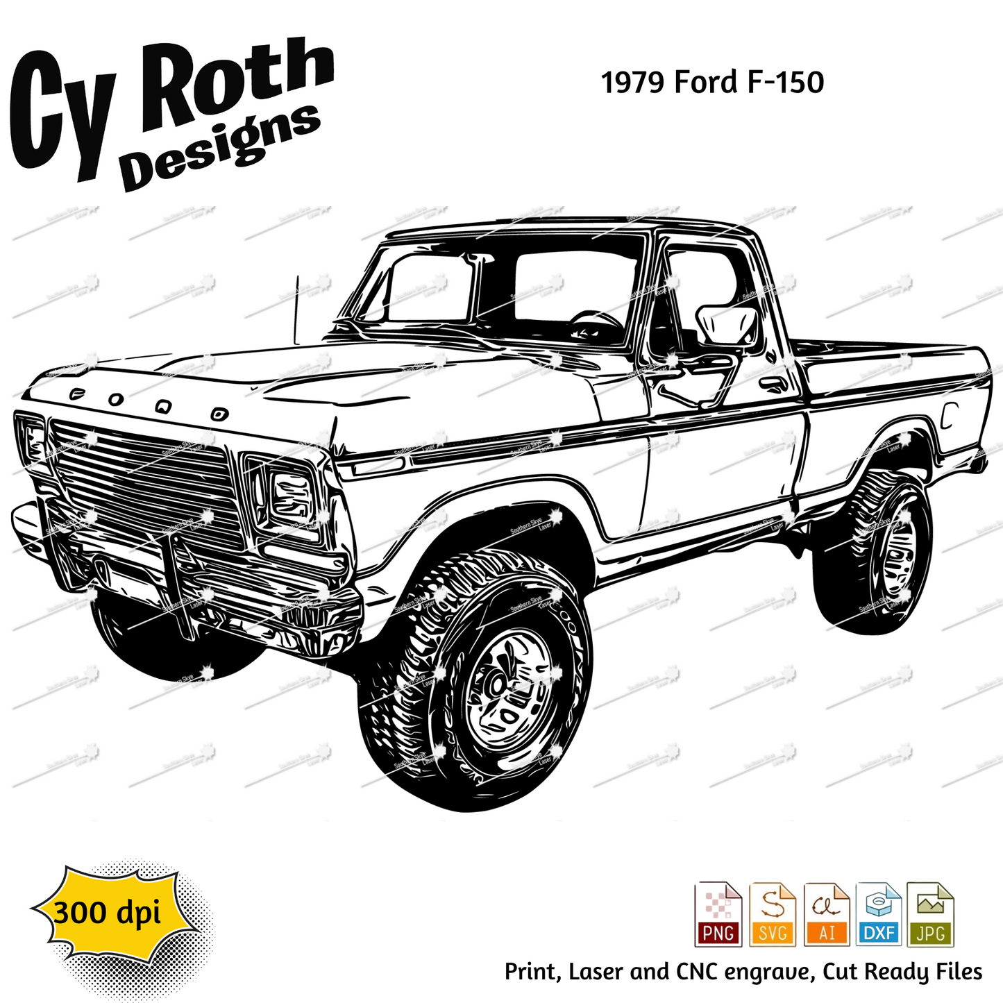 1979 Ford F-150 svg png jpg ai dxf file, for Silhouette, Cricut, Vinyl Plotters, Laser, CNC and Sublimation. Great for DTF and DTG.