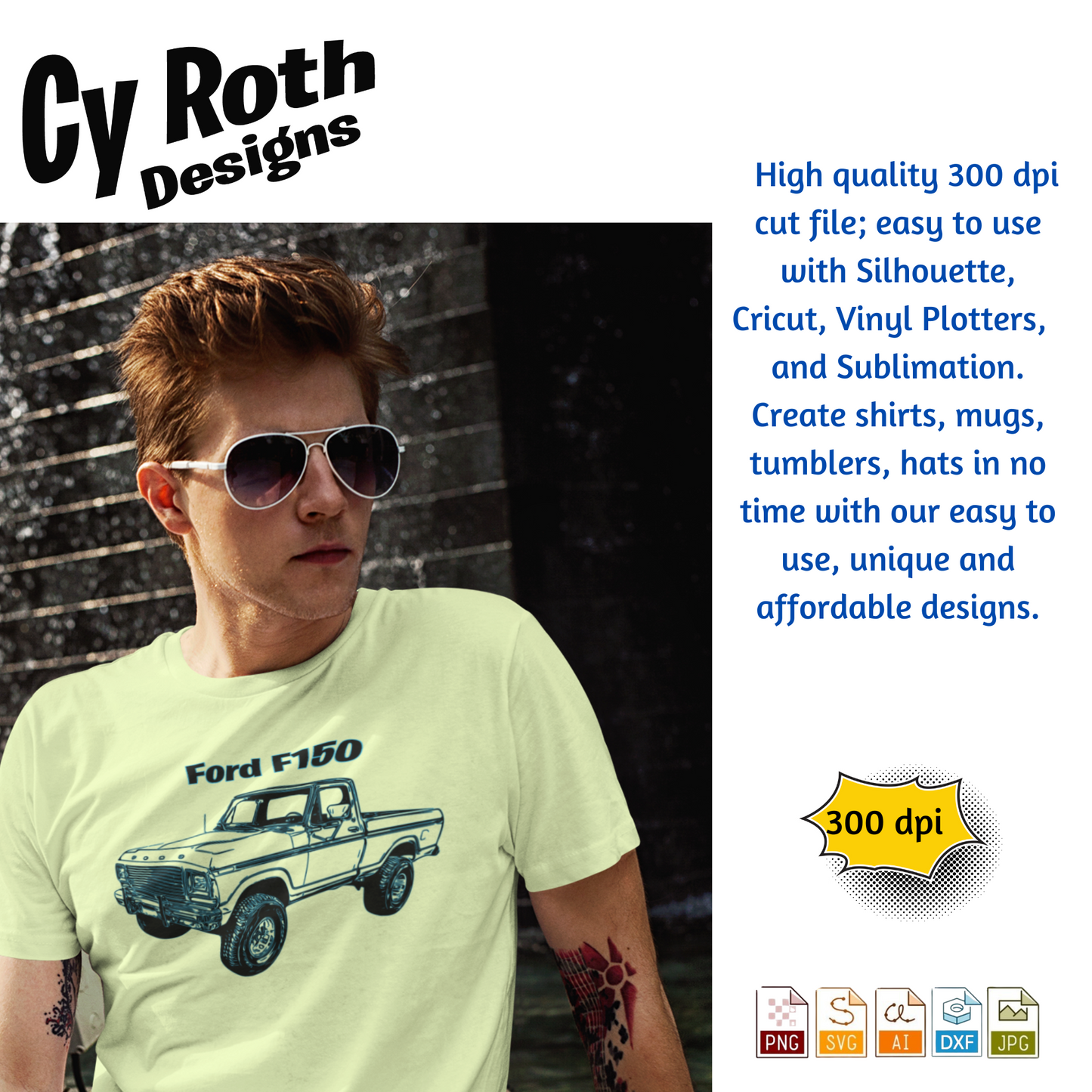 1979 Ford F-150 svg png jpg ai dxf file, for Silhouette, Cricut, Vinyl Plotters, Laser, CNC and Sublimation. Great for DTF and DTG.