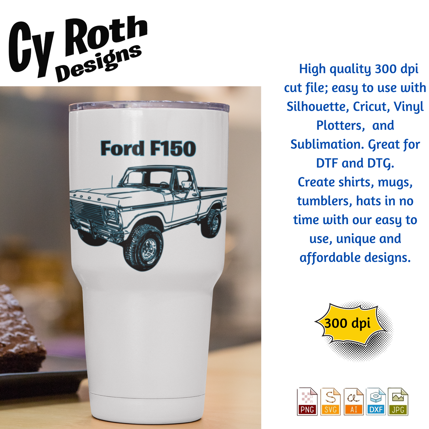 1979 Ford F-150 svg png jpg ai dxf file, for Silhouette, Cricut, Vinyl Plotters, Laser, CNC and Sublimation. Great for DTF and DTG.