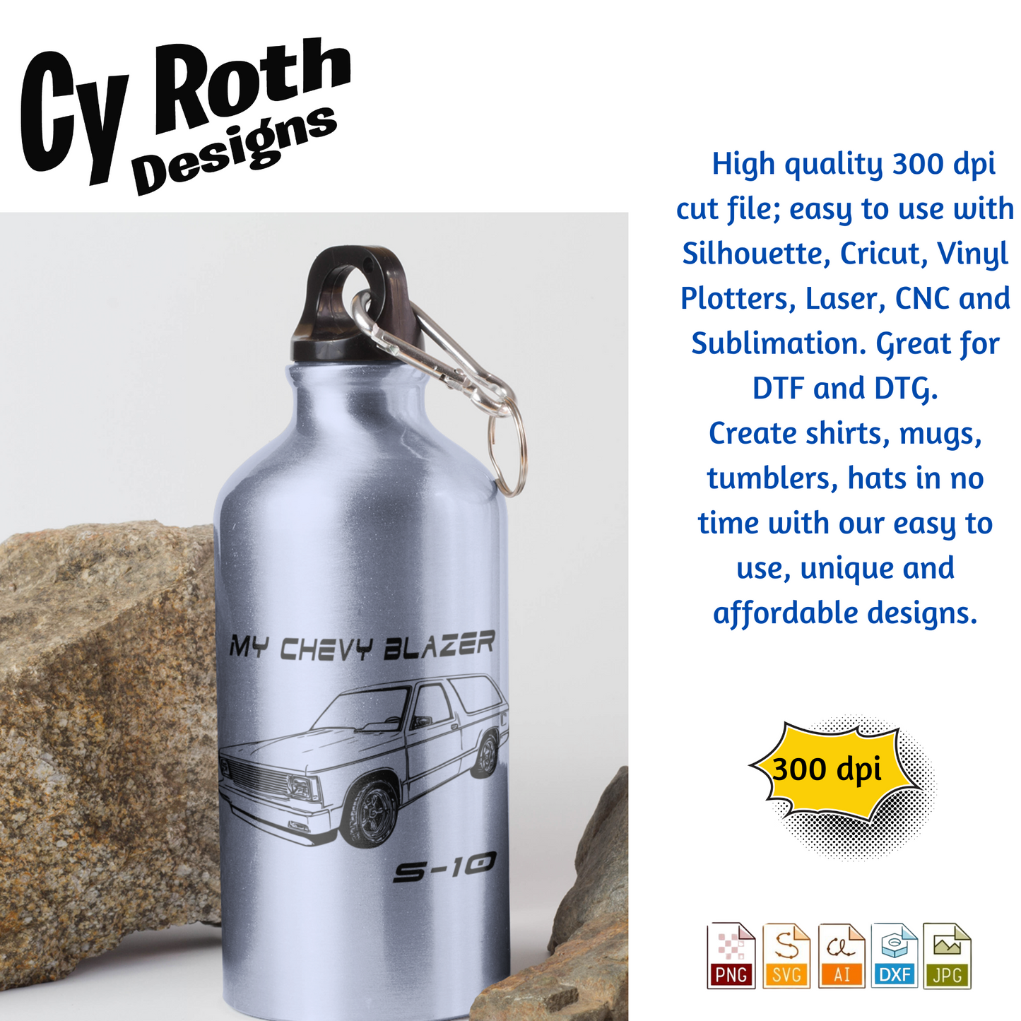 1989 Chevy S-10 Blazer svg png jpg ai dxf file, for Silhouette, Cricut, Vinyl Plotters, Laser, CNC and Sublimation. Great for DTF and DTG.