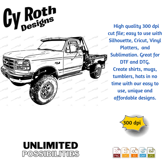 1997 Ford F-250 svg png jpg ai dxf file, for Silhouette, Cricut, Vinyl Plotters, Laser, CNC and Sublimation. Great for DTF and DTG.