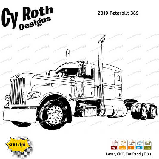 2019 Peterbilt svg png jpg ai dxf file, for Silhouette, Cricut, Vinyl Plotters, Laser, CNC and Sublimation. Great for DTF and DTG.