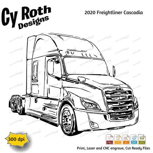 2020 Freightliner svg png jpg ai dxf file, for Silhouette, Cricut, Vinyl Plotters, Laser, CNC and Sublimation. Great for DTF and DTG.
