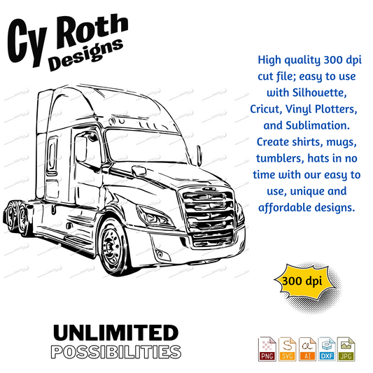 2020 Freightliner svg png jpg ai dxf file, for Silhouette, Cricut, Vinyl Plotters, Laser, CNC and Sublimation. Great for DTF and DTG.