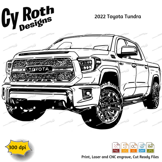 2022 Toyota Tundra svg png jpg ai dxf file, for Silhouette, Cricut, Vinyl Plotters, Laser, CNC and Sublimation. Great for DTF and DTG.