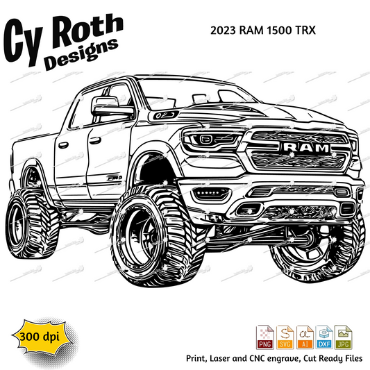 2024 RAM 1500 svg png jpg ai dxf file, for Silhouette, Cricut, Vinyl Plotters, Laser, CNC and Sublimation. Great for DTF and DTG.