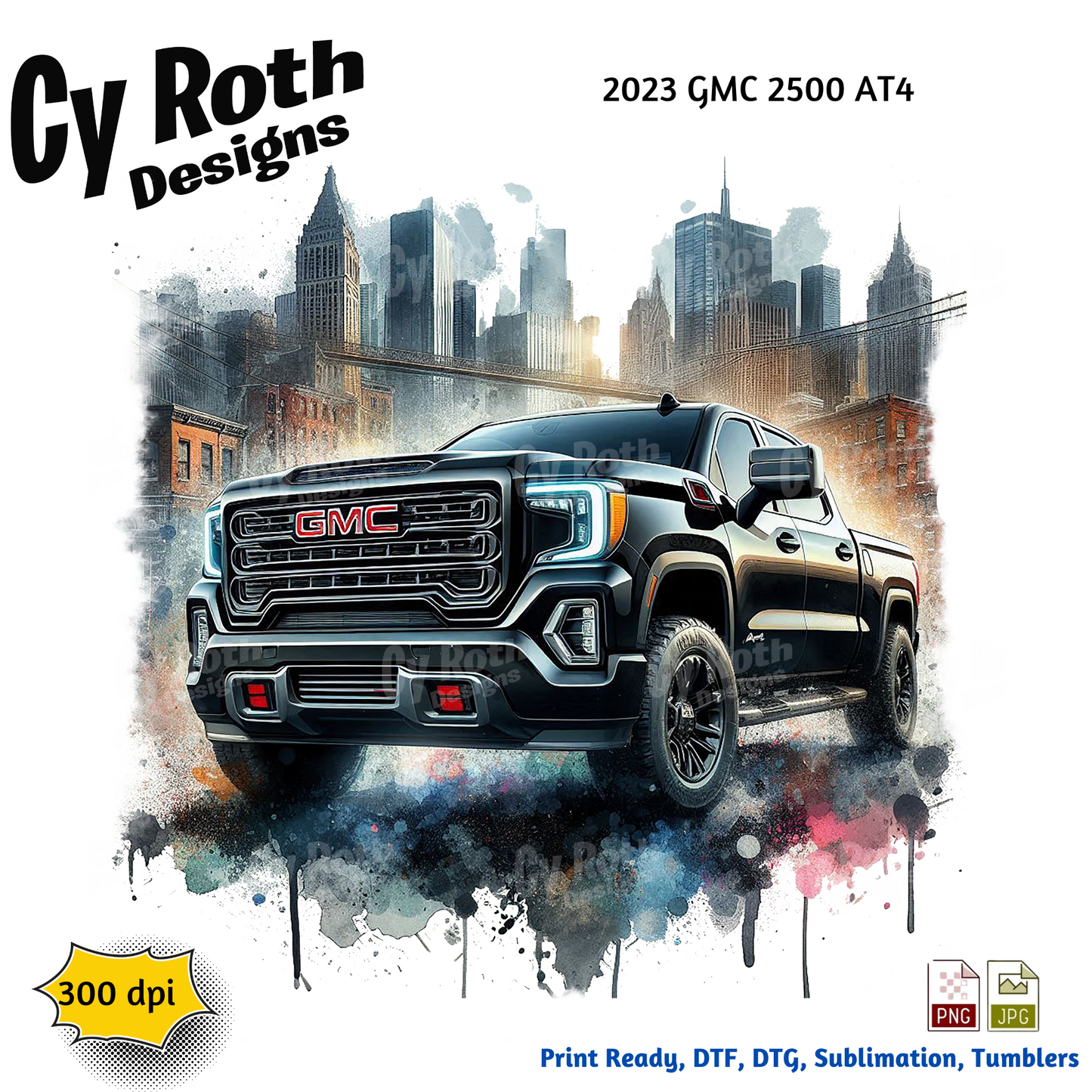 2023 GMC AT4 Sublimation PNG JPG file, Wall Art 20oz skinny Tumbler, shirt PNG, Junk Journal image