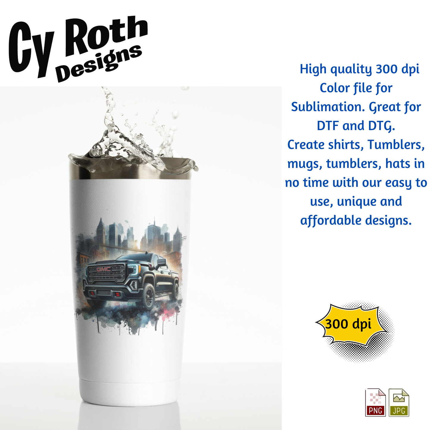 2023 GMC AT4 Sublimation PNG JPG file, Wall Art 20oz skinny Tumbler, shirt PNG, Junk Journal image
