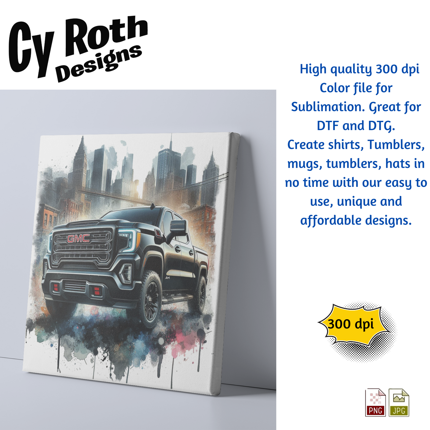 2023 GMC AT4 Sublimation PNG JPG file, Wall Art 20oz skinny Tumbler, shirt PNG, Junk Journal image