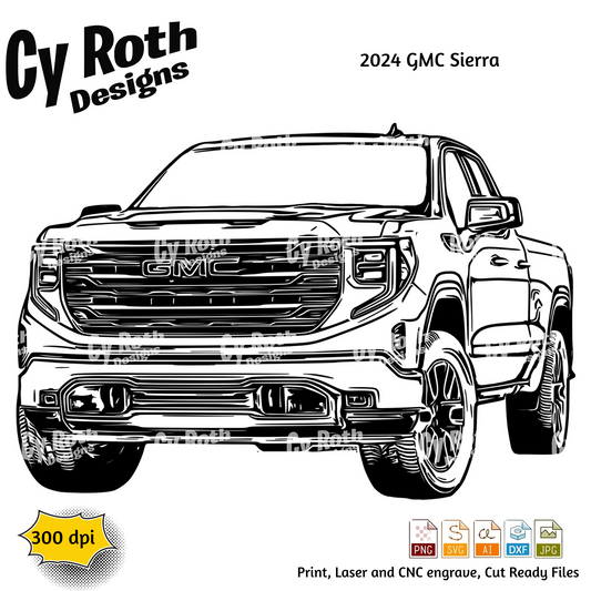 2024 GMC Sierra svg png jpg ai dxf file, for Silhouette, Cricut, Vinyl Plotters, Laser, CNC and Sublimation. Great for DTF and DTG.