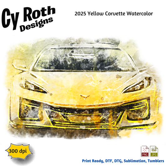 2025 Corvette Sublimation PNG JPG file, Wall Art 20oz skinny Tumbler, shirt PNG, Junk Journal image