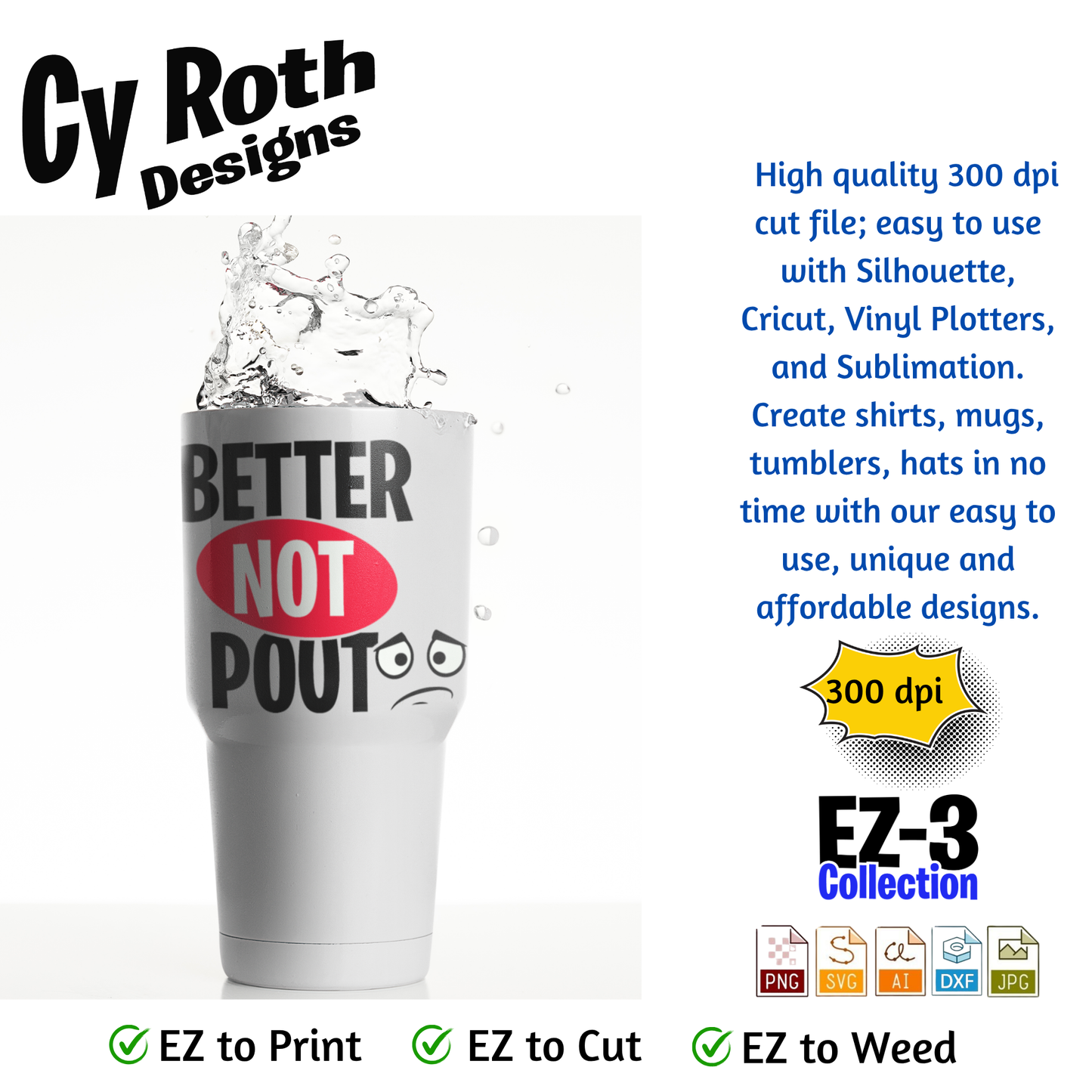 Travel tumbler featuring funny Christmas Saying "Better not pout"