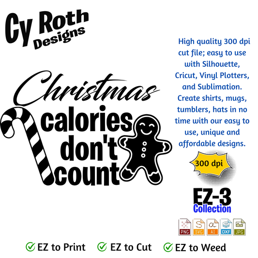 Christmas svg - Christmas Calories Don't Count. Vector and Color Designs for Tumblers, Shirts, Wall Art (PNG, SVG Digital Download)