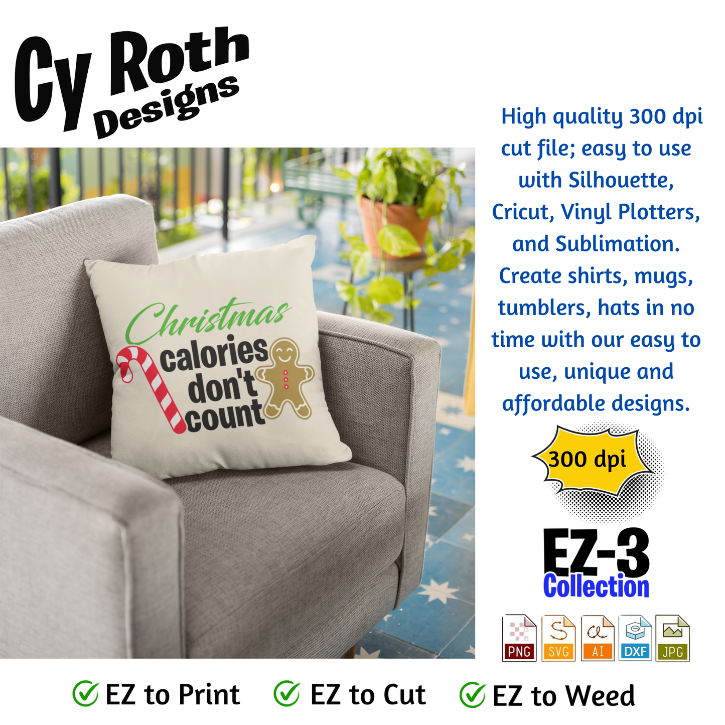 Christmas svg - Christmas Calories Don't Count. Vector and Color Designs for Tumblers, Shirts, Wall Art (PNG, SVG Digital Download)