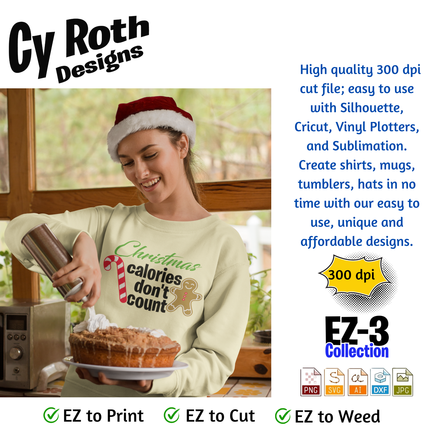 Christmas svg - Christmas Calories Don't Count. Vector and Color Designs for Tumblers, Shirts, Wall Art (PNG, SVG Digital Download)