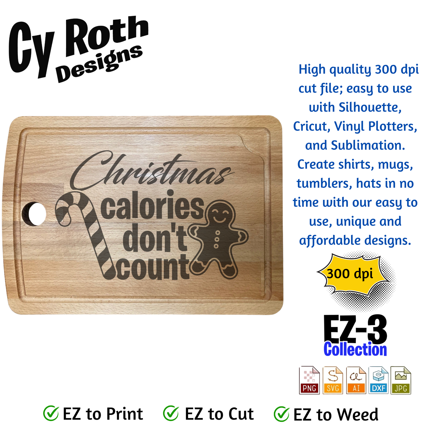 Christmas svg - Christmas Calories Don't Count. Vector and Color Designs for Tumblers, Shirts, Wall Art (PNG, SVG Digital Download)