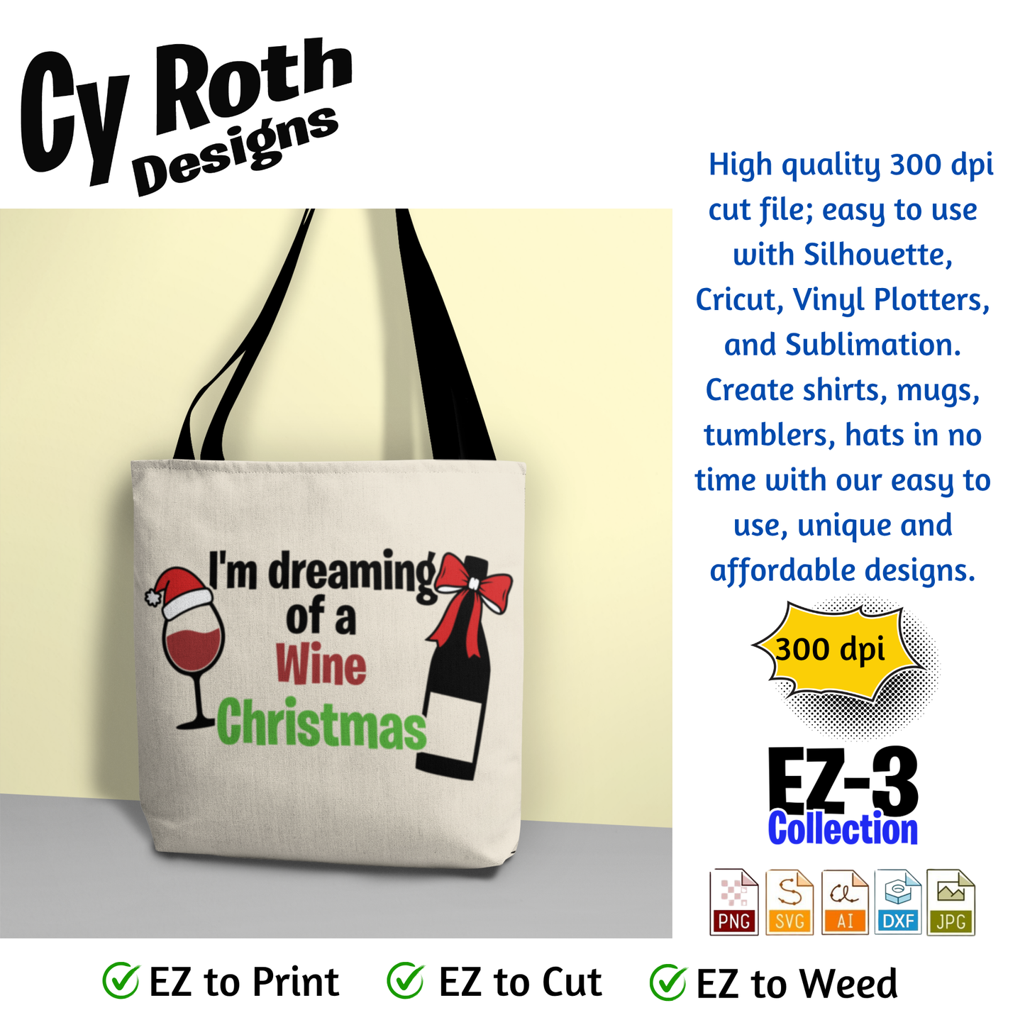 Christmas svg - Dreaming of a wine Christmas. Vector and Color Designs for Tumblers, Shirts, Wall Art (PNG, SVG Digital Download)