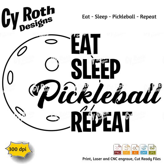 Pickleball svg png jpg ai dxf file, for Silhouette, Cricut, Vinyl Plotters, Laser, CNC and Sublimation. Great for DTF and DTG.