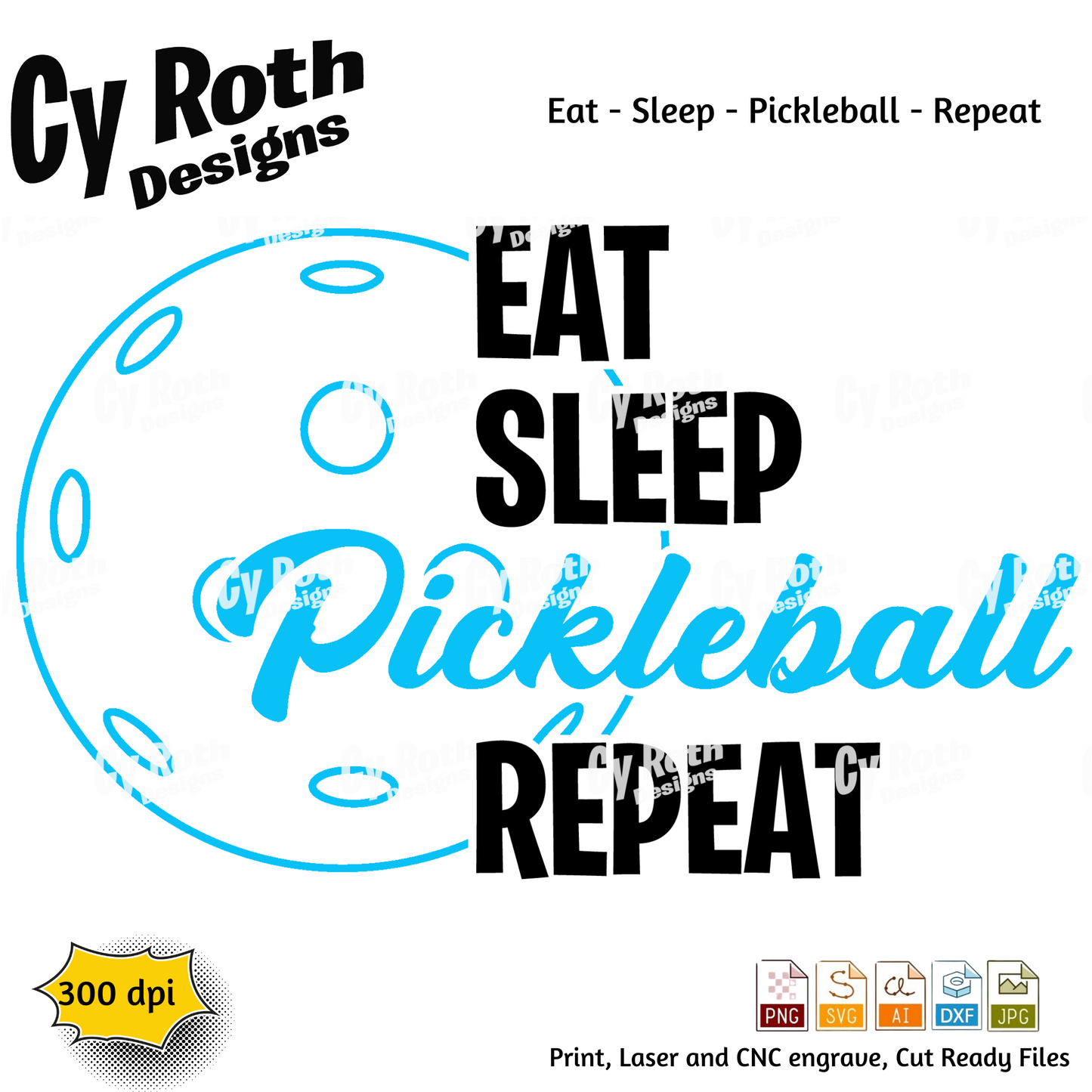 Pickleball svg png jpg ai dxf file, for Silhouette, Cricut, Vinyl Plotters, Laser, CNC and Sublimation. Great for DTF and DTG.