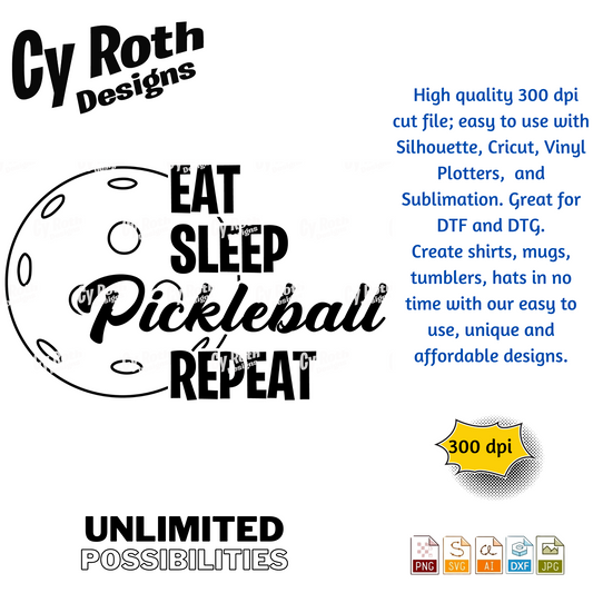 Pickleball svg png jpg ai dxf file, for Silhouette, Cricut, Vinyl Plotters, Laser, CNC and Sublimation. Great for DTF and DTG.