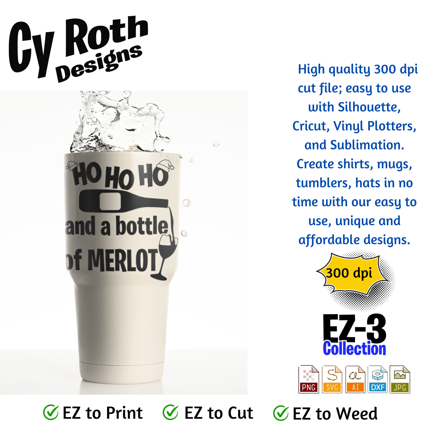 Christmas svg - HO HO HO and Merlot. Vector and Color Designs for Tumblers, Shirts, Wall Art (PNG, SVG Digital Download)