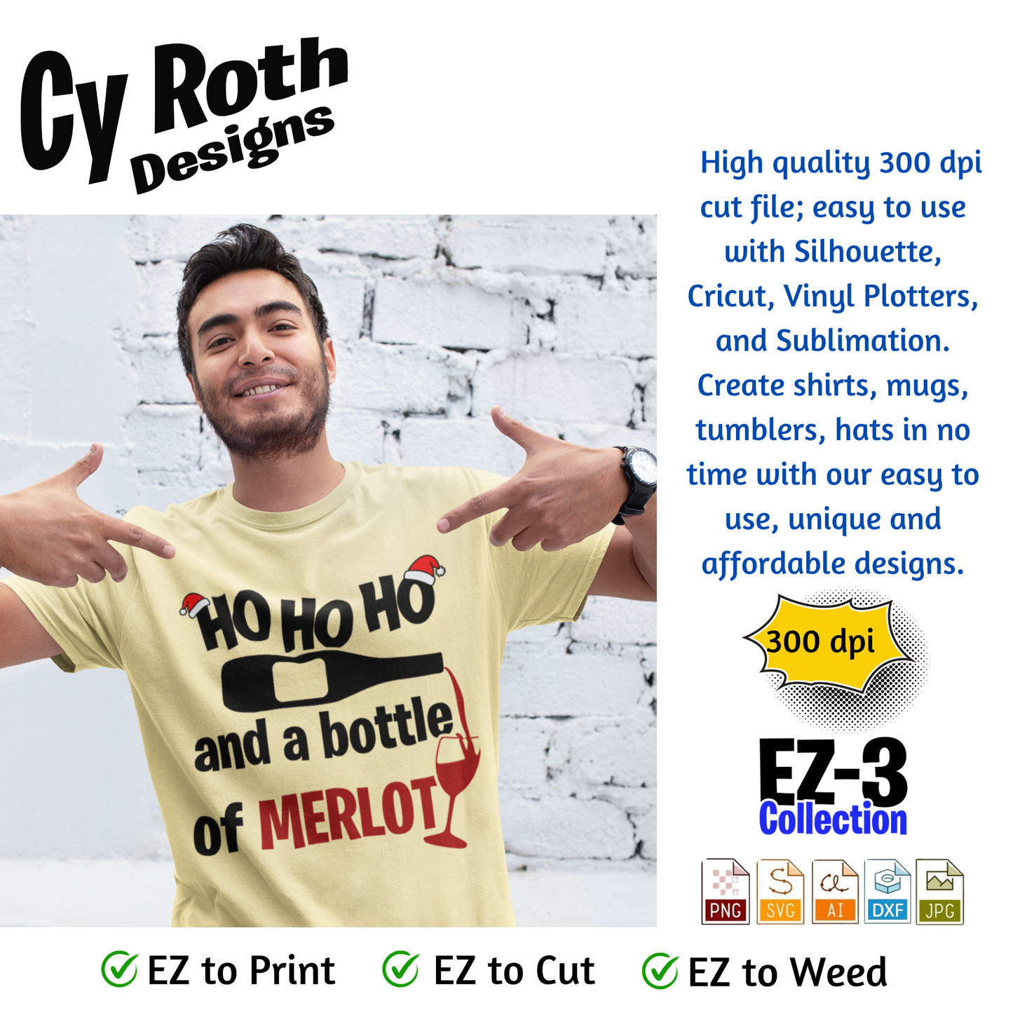 Christmas svg - HO HO HO and Merlot. Vector and Color Designs for Tumblers, Shirts, Wall Art (PNG, SVG Digital Download)