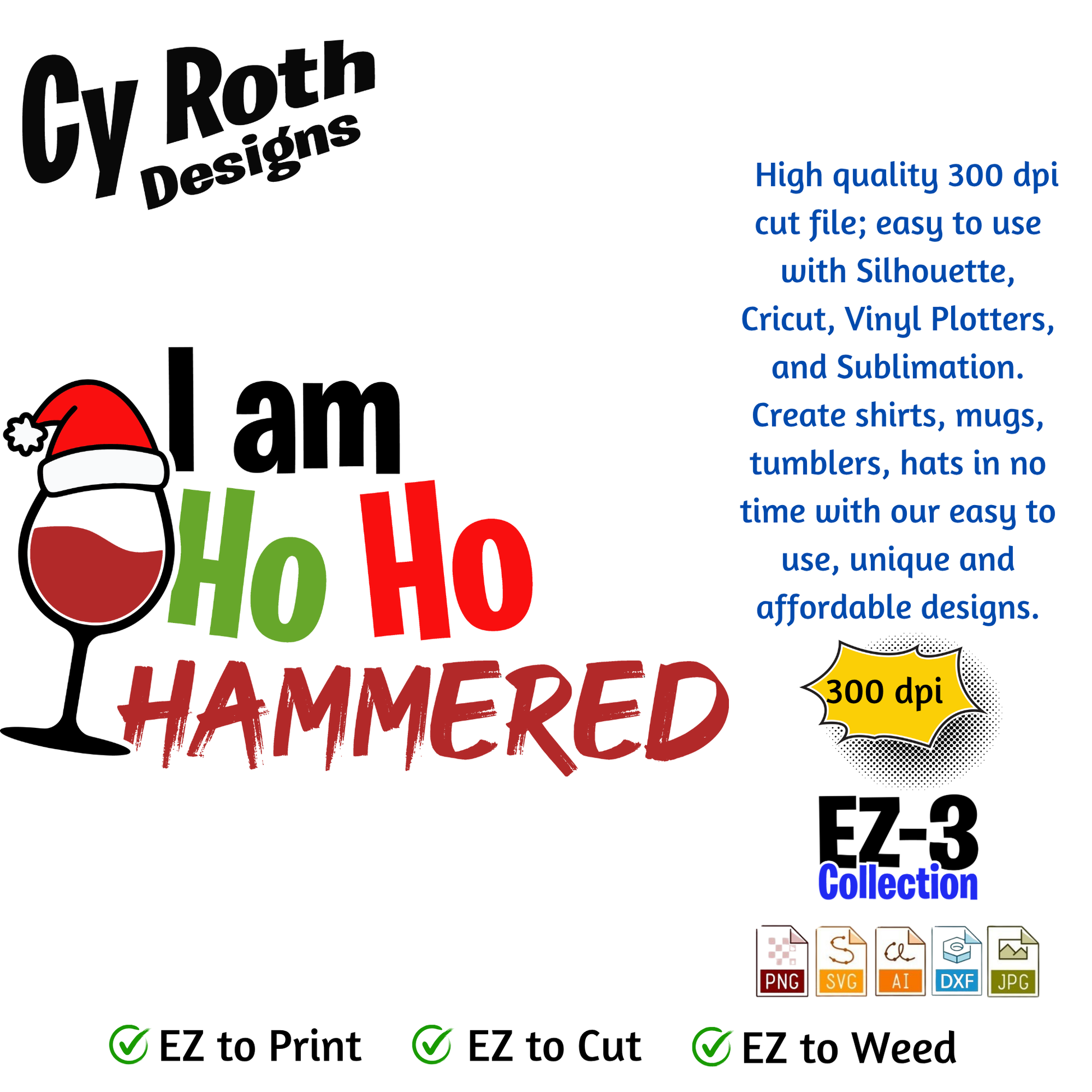 Christmas svg - HO HO Hammered. Vector and Color Designs for Tumblers, Shirts, Wall Art (PNG, SVG, JPG, DXF, AI Digital Download)