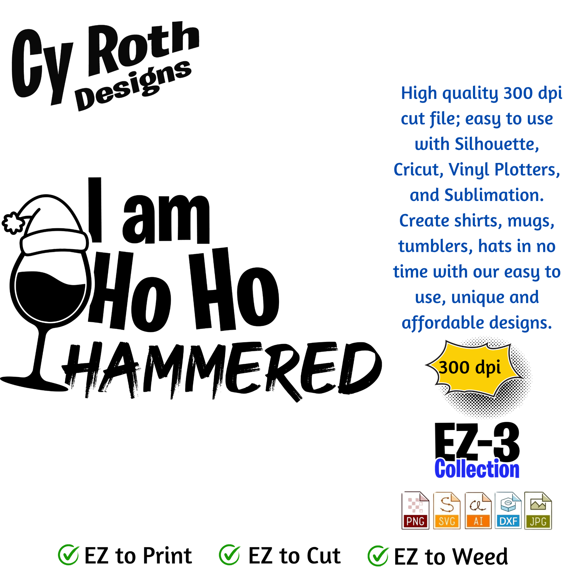 Christmas svg - HO HO Hammered. Vector and Color Designs for Tumblers, Shirts, Wall Art (PNG, SVG, JPG, DXF, AI Digital Download)