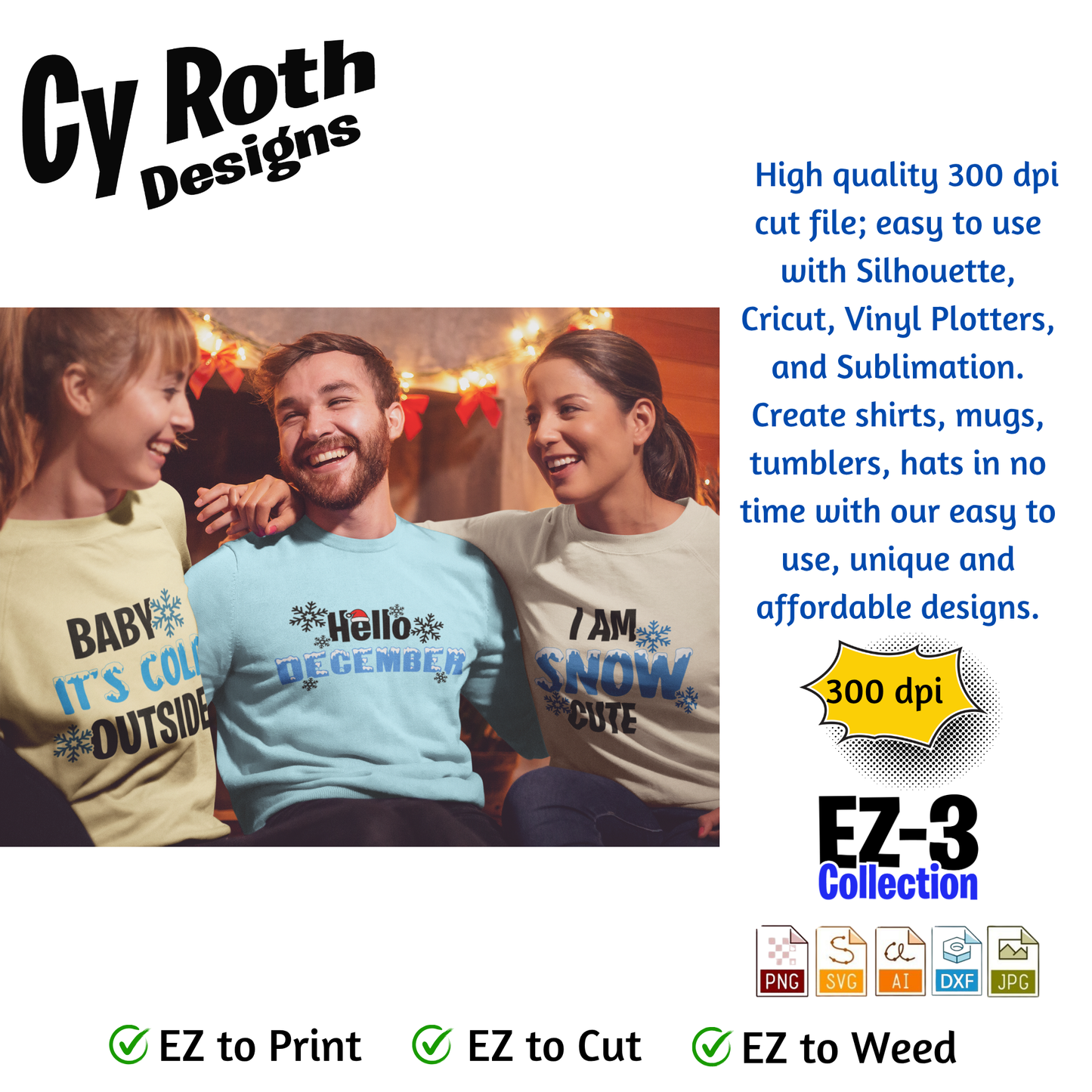 Christmas or winter svg - Hello December. Vector and Color Designs for Tumblers, Shirts, Wall Art (PNG, SVG Digital Download)