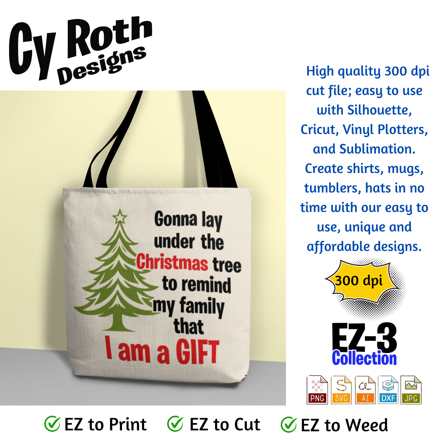 Tote bag with funny Christmas saying - "I am a gift"