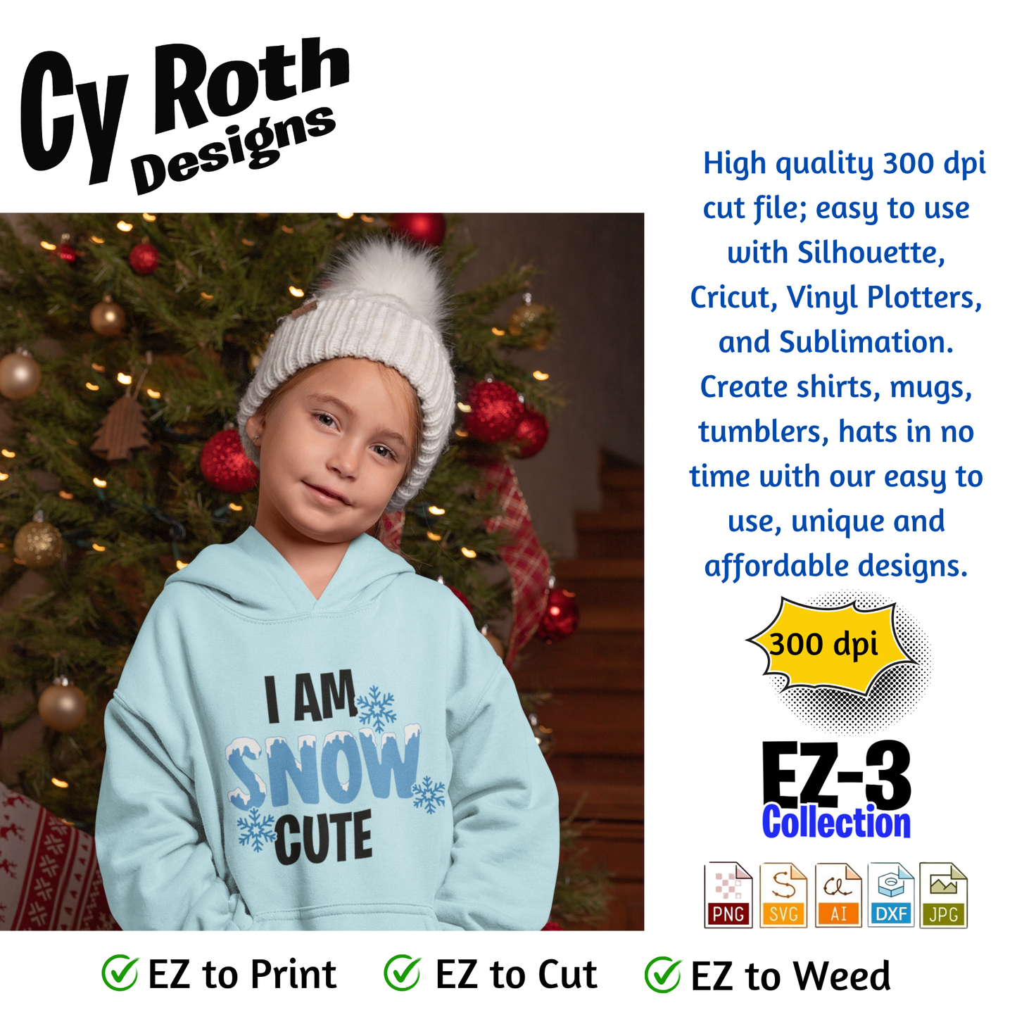 Christmas or winter svg - I'm Snow Cute. Vector and Color Designs for Tumblers, Shirts, Wall Art (PNG, SVG Digital Download)