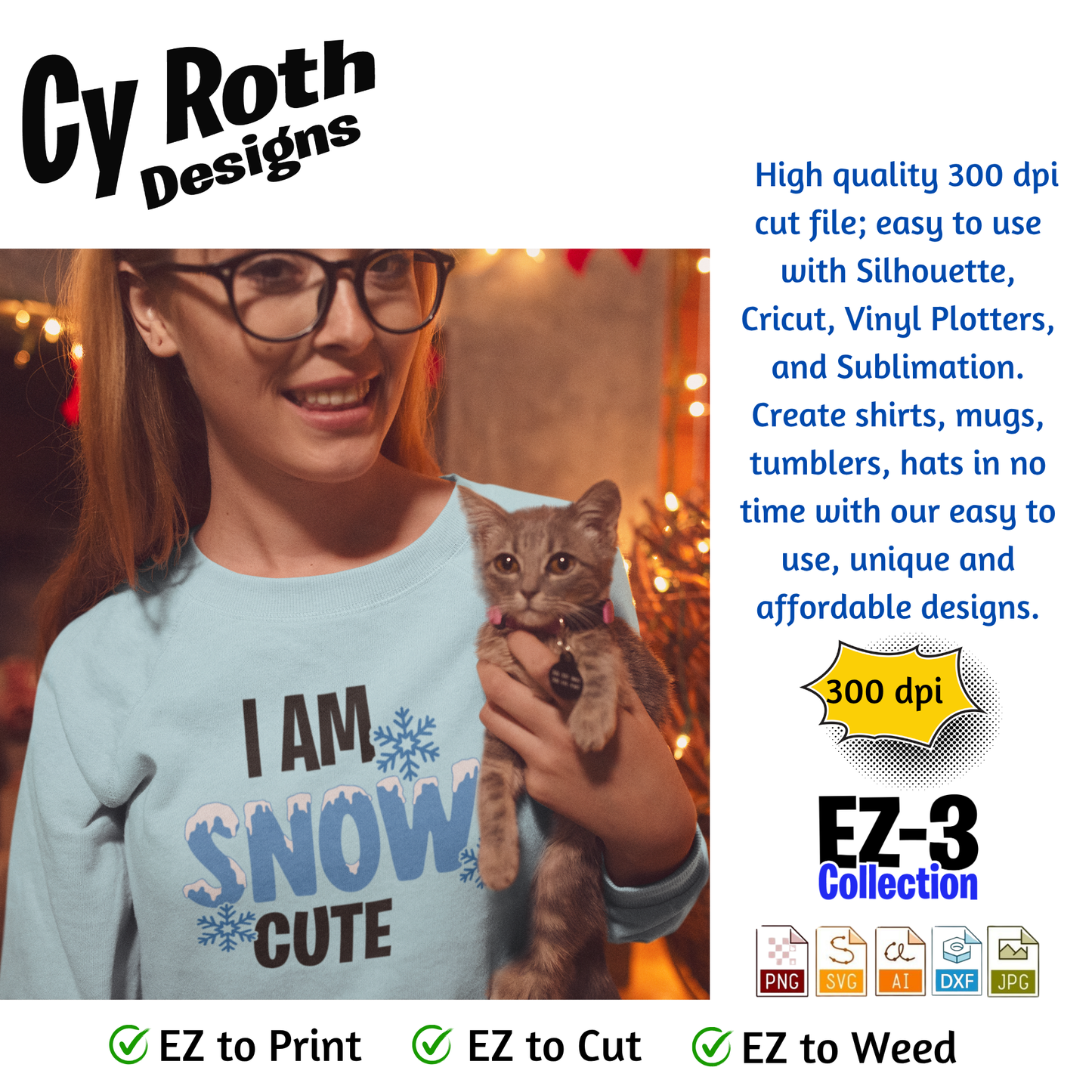 Christmas or winter svg - I'm Snow Cute. Vector and Color Designs for Tumblers, Shirts, Wall Art (PNG, SVG Digital Download)