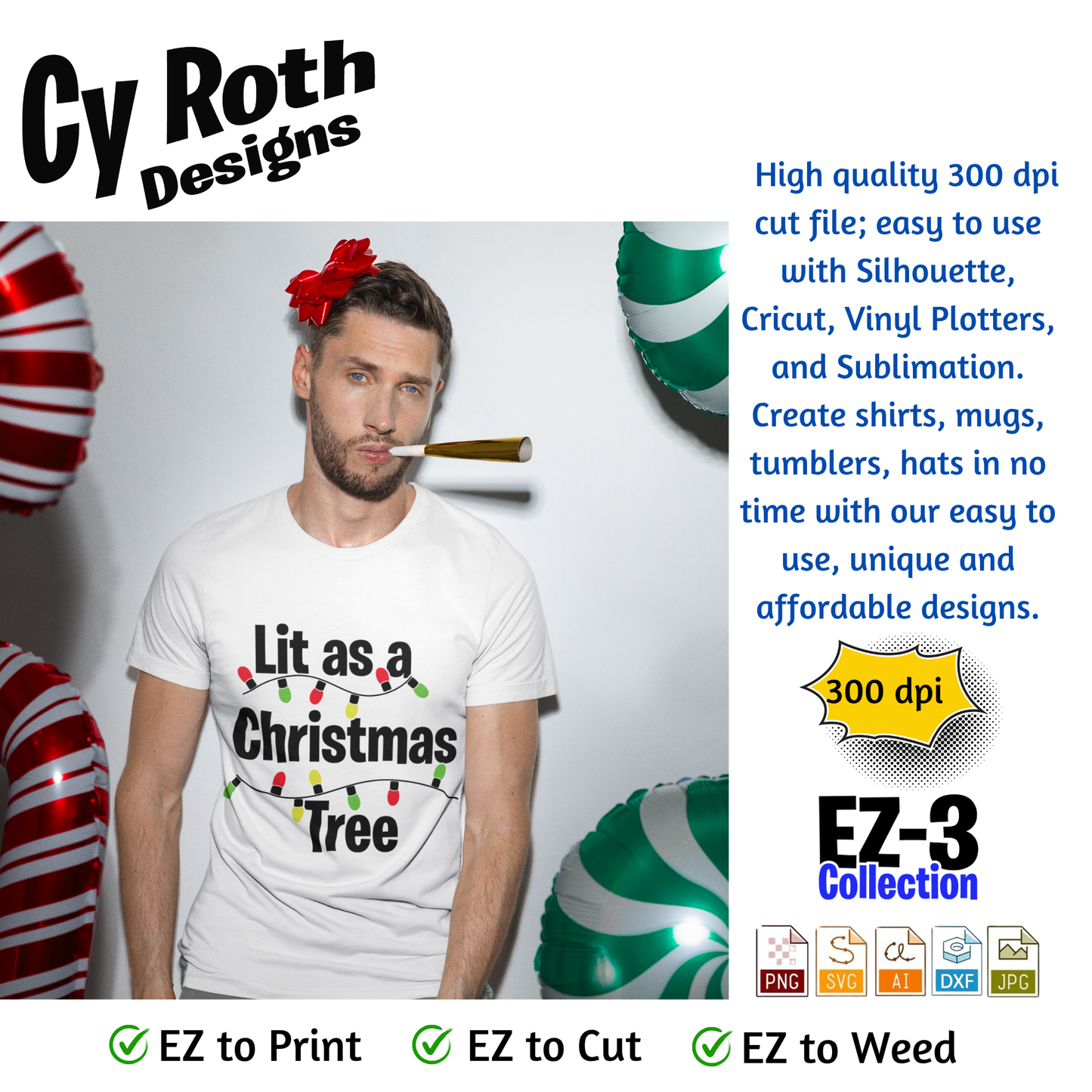Man wearing a t-shirt with funny Christmas design "Lit as a Christmas Tree"