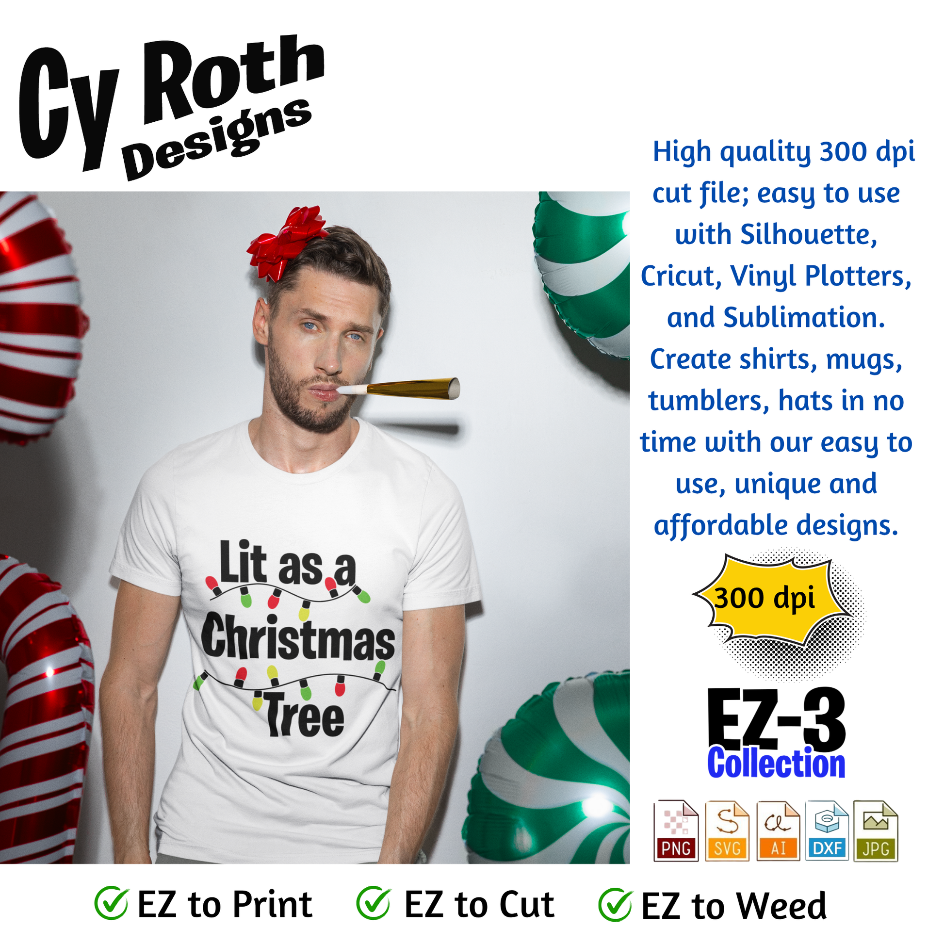 Man wearing a t-shirt with funny Christmas design "Lit as a Christmas Tree"