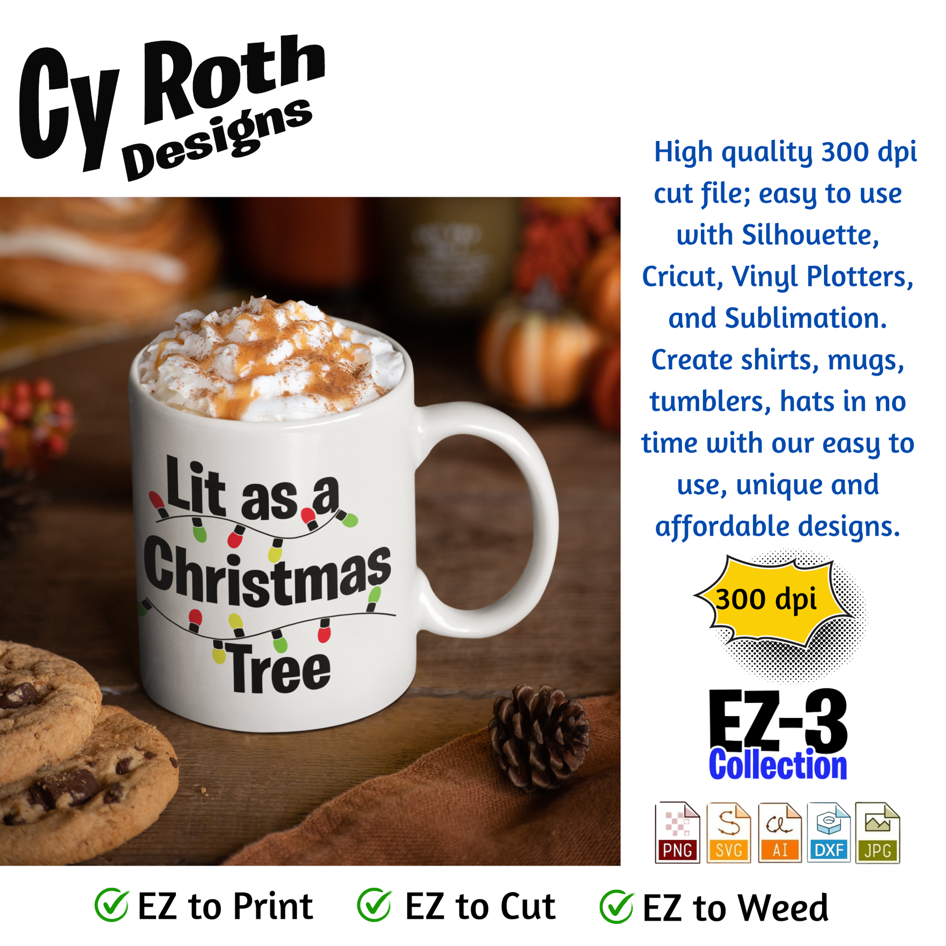 Mug with funny Christmas design "Lit as a Christmas Tree"