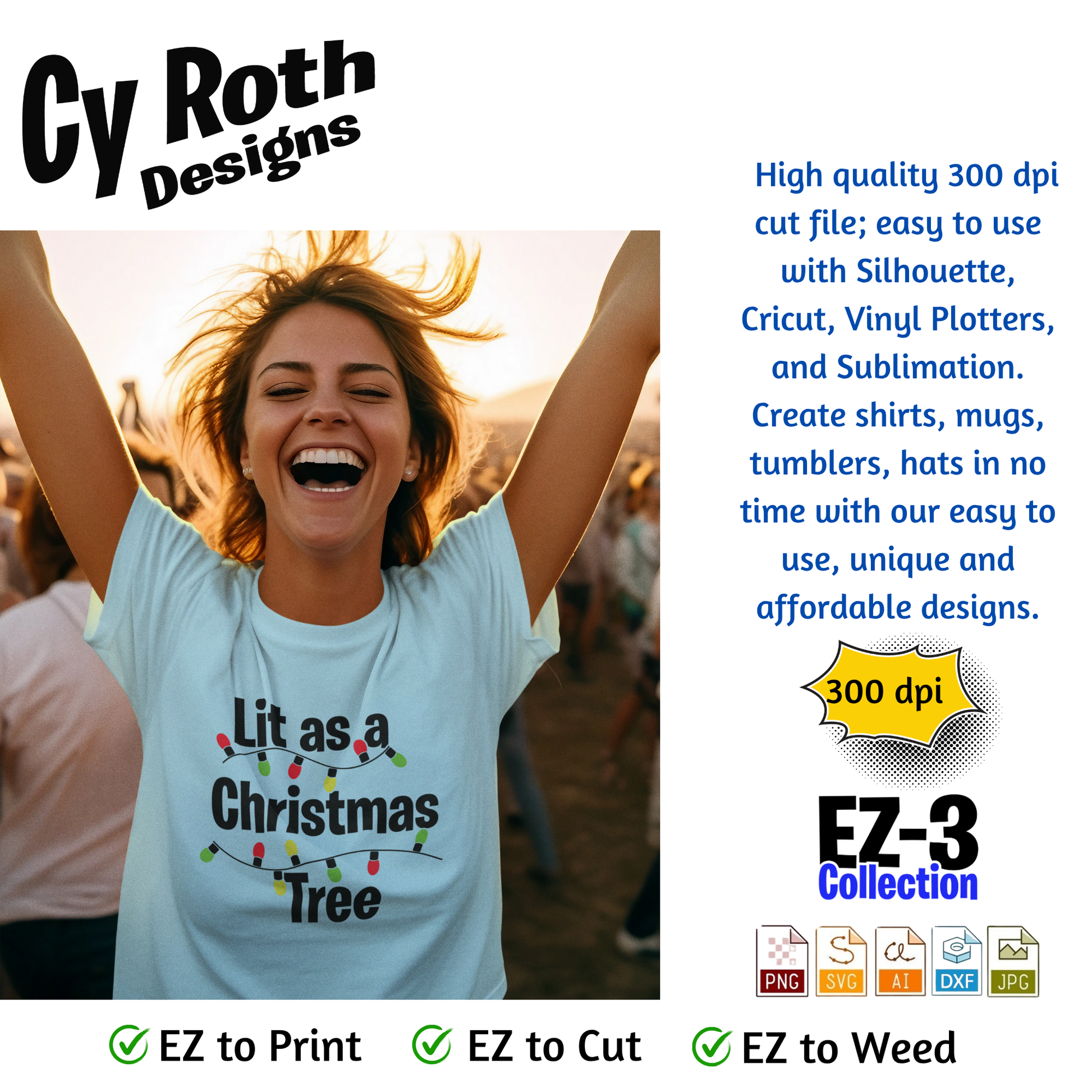 Woman wearing t-shirt with funny Christmas design "Lit as a Christmas Tree"