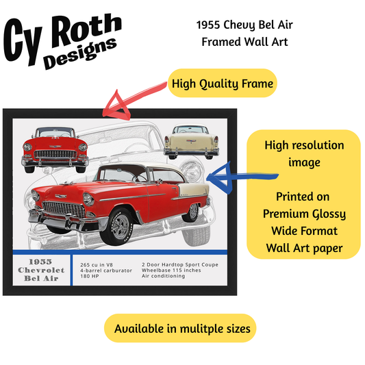 1955 Chevy Bel Air Poster, Wall Art