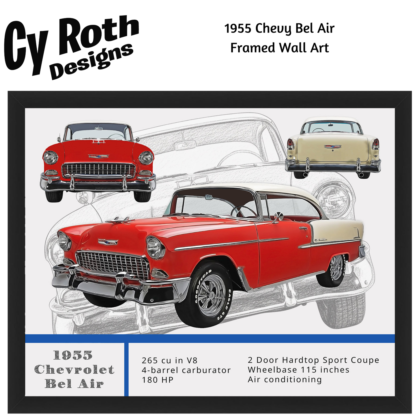 1955 Chevy Bel Air Poster, Wall Art