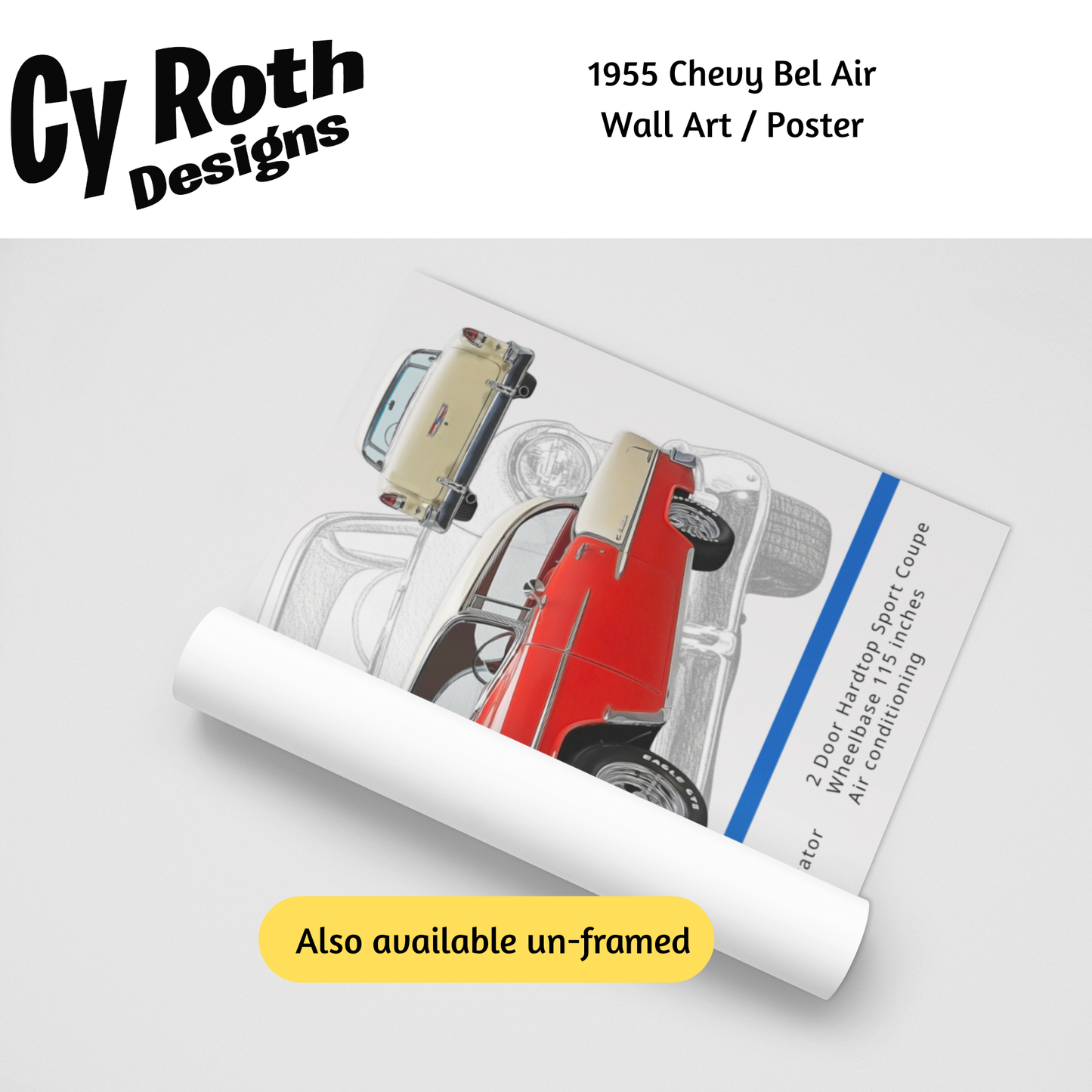 1955 Chevy Bel Air Poster, Wall Art