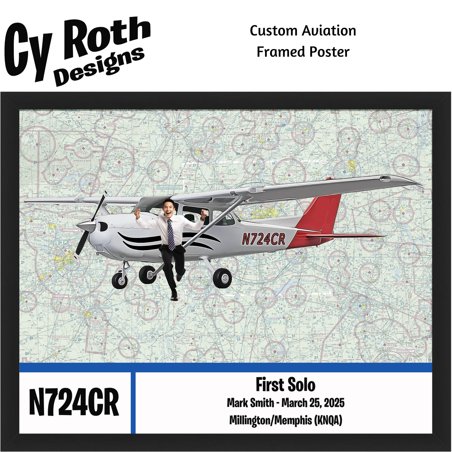First Solo, Pilot License, Pilot Certificate, Achievement Poster, Framed Wall Art